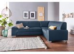 Ecksofa DOMO COLLECTION "Anzio in kubischer Formensprache, flache Armlehnen, L-Form", blau (dunkelblau), B:259cm H:85cm T:191cm, Sofas, Ecksofa, Wahlweise mit Bettfunktion und Federkern für hohen Sitzkomfort