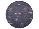 Kinderteppich grau ⌀ 120 cm Flamingo-Muster Kurzflor KERTE