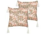 Dekokissen 2er Set MELOBESIA Baumwolle 45 x 45 cm Bunt Pflanzenmuster