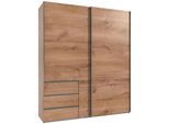 Schwebetürenschrank WIMEX "Level by fresh to go", braun (plankeneichefarben), B:200cm H:236cm T:65cm, Schränke, Schwebetürenschrank