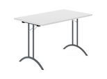 Schäfer Shop Select Klapptisch, Rechteck, Doppel-T-Fussgestell, Spezial-Klappbeschlag & Bodenausgleich, B 1200 x T 700 x H 720 mm, lichtgrau/anthrazit