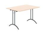 Schäfer Shop Select Klapptisch, Rechteck, Doppel-T-Fussgestell, Spezial-Klappbeschlag & Bodenausgleich, B 1200 x T 800 x H 720 mm, Ahorn-Dekor/anthrazit