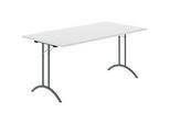Schäfer Shop Select Klapptisch, Rechteck, Doppel-T-Fussgestell, Spezial-Klappbeschlag & Bodenausgleich, B 1600 x T 800 x H 720 mm, lichtgrau/anthrazit