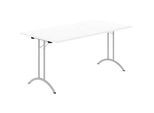 Schäfer Shop Select Klapptisch, Rechteck, Doppel-T-Fussgestell, Spezial-Klappbeschlag & Bodenausgleich, B 1600 x T 800 x H 720 mm, weiss/alusilber