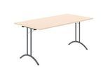 Schäfer Shop Select Klapptisch, Rechteck, Doppel-T-Fussgestell, Spezial-Klappbeschlag & Bodenausgleich, B 1600 x T 800 x H 720 mm, Ahorn-Dekor/anthrazit