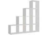 Vicco Treppenregal Aramis Weiß 138 x 143 cm 10 Fächer , Weiß, Weiß , Holzwerkstoff , Rechteckig , 138x143x29 cm , Wohnzimmer, Raumteiler & Paravents, Raumteiler