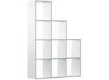 Vicco Treppenregal Aramis Weiß 103.5 x 144 cm 9 Fächer , Weiß, Weiß , Holzwerkstoff , Rechteckig , 103.5x144x29 cm , Wohnzimmer, Raumteiler & Paravents, Raumteiler