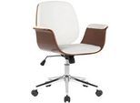 CLP Drehstuhl Holz walnuss/weiß , Weiß, Walnussfarben , Textil , 69x82x62 cm , Arbeitszimmer, Bürostühle, Drehstühle