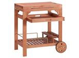 Servierwagen MERXX "Multifunktion", braun (hellbraun), B:70,14cm H:84cm T:50cm, Holz teilmassiv, Rollwagen, Servierwagen, Eukalyptusholz, 70-140x50 cm, ausziehbar