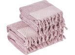 done.® Handtuch Set »Provence Bohéme«, (Set, 4 St., 2 Handtücher (50x100 cm)-2 Duschtücher (70x140 cm), Uni-Farben, Boho-Style, mit auffälliger Borte & Fransen