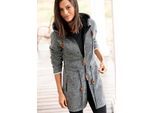 Fleecejacke LASCANA, Damen, Gr. 44/46, grau (anthrazit), Fleece, Obermaterial: 100% Polyester, Jacken Fleecejacke, mit Kapuze
