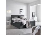 Boxbett Rosa ca. 180x200 cm Dunkelgrau mit Topper