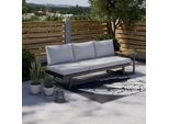 Gartenliege Loan Grau Holz Metall/Outdoorstoff +Tisch