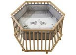 Roba Laufgitter 6-eckig, Jumbo twins grau , Naturfarben , Holzwerkstoff , Tiere , Sechseckig , 118.5x72.5x103.5 cm , Babymöbel, Laufstall Baby