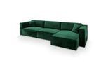 Masseno Ecksofa Tolmo M Grün Velours-Stoff mit Schlaffunktion , Holz , L-Form,L-Form , 347x148 cm , Wohnzimmer, Sofas & Couches, Wohnlandschaften, Ecksofas