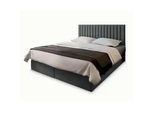 Masseno Boxbett Bresel 160x200 cm mit Matratze und Topper - Grau , Holz , H2 + H3 , 160x200 cm , Schlafzimmer, Betten, Boxspringbetten