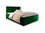 Masseno Boxbett Lena 160x200 cm mit Matratze und Topper - Grün , Holz , H2 + H3 , 140x200 cm , Schlafzimmer, Betten, Boxspringbetten