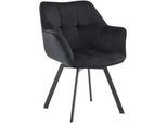 CLP Esszimmerstuhl Samt schwarz , Schwarz , Textil , 60x81x59 cm , Esszimmer, Stühle, Esszimmerstühle, Vierfußstühle