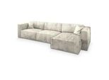 Masseno Ecksofa Tolmo P Creme Kordstoff mit Schlaffunktion , Holz , L-Form,L-Form , 347x148 cm , Wohnzimmer, Sofas & Couches, Wohnlandschaften, Ecksofas