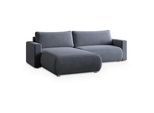 Masseno Ecksofa Turin M Grau Velours-Stoff mit Schlaffunktion , Holz , L-Form,L-Form , 265x183 cm , Wohnzimmer, Sofas & Couches, Wohnlandschaften, Ecksofas