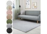 Fellteppich LUXOR LIVING "Novara", silber, B:60cm H:30mm L:120cm, Kunstfaser, Teppiche, Fellteppich, Kunstfell, Kaninchenfell-Haptik, besonders weicher Hochflor