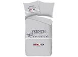 Wendebettwäsche "French", grau, B/L: 155cm x 220cm, Microfaser, B/L: 80cm x 80cm, Microfaser, Obermaterial: 100% Polyester, PURE LUXURY COLLECTION, Bettwäsche, Mikrofaser, Pflegeleicht, Reißverschluss, Wendeoptik, Maritim, Grau
