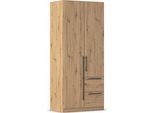 Kleiderschrank RAUCH "Drehtürenschrank Schrank Garderobe Wäscheschrank Schlafzimmer AVOLA", braun (eiche artisan), B:91cm H:210cm T:54cm, Holzwerkstoff, Schränke, Kleiderschrank, mit hochwertigen Stangengriffen aus Metall in Schwarz MADE IN GERMANY