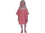 Badeponcho WÖRNER "Vogel", orange (koralle), L:60cm, Baumwoll-Webfrottier, Hausmäntel, Außenseite Kapuze und Schulteraufsatz aus bedrucktem Single-Jersey