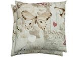 Dekokissen GO-DE "Dana", rosa (creme, braun, rose, gemustert), B:40cm H:12cm L:40cm, Baumwolle, Polyester, Dekokissen_Sitzkissen_Kissenhüllen, 2er Set