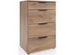 Schubkastenkommode WIMEX "Level by fresh to go", braun (plankeneiche nachbildung), B:54cm H:84cm T:41cm, Holzwerkstoff, Sideboards, 4 Schubladen mit soft-close Funktion, 54cm breit, 84cm hoch