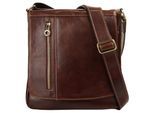 Umhängetasche PIKÉ, Mädchen, Gr. B/H/T: 30cm x 25cm x 6cm onesize, braun, Leder, beschichtet, glänzend, Taschen Umhängetasche, echt Leder, Made in Italy