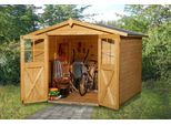 Gartenhaus WEKA "Nr. 316, Größe 4", braun (eiche hell lasiert), Fußboden im Gartenhaus, ohne Dacheindeckung, Massivholz, Gartenhäuser, Gartenhaus, inklusive Fussboden