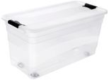 Organizer KEEEPER "konrad", transparent, B:39,5cm H:41cm T:79,5cm, Kunststoff, Aufbewahrungsboxen, Aufbewahrungsbox, 83 L, mit Rollen, Deckel, Schiebeverschluss