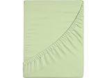 Spannbettlaken BELLANA "bellana coolTouch", grün (lind), 1 Stk., Jersey-Elasthan, 140-160x200-220 18-30cm, Jersey-Elasthan, Obermaterial: 49% Baumwolle, 36% Polyester, 12% Lyocell, 3% Elasthan, Bettlaken, Spannbettlaken, mit kühlendem Klimagarn