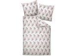 Bettwäsche JANINE "moments98111 05", lila (mauve), B/L: 240cm x 220cm, 2 St., Mako-Satin, B/L: 80cm x 80cm & 80cm x 80cm, Mako-Satin, Obermaterial: 100% Baumwolle, Bettwäsche, mit Reißverschluss