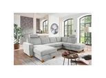 Sit & More Wohnlandschaft , Silberfarben , Textil , Buche , massiv , Ottomane rechts, U-Form , 309x213 cm , Goldenes M, Oeko-Tex® Standard 100, Made in Europe, DGM-Klimapakt , Rücken echt, Armteil links , Wohnzimmer, Sofas & Couches, Wohnlandschaften, Wohnlandschaften in U-Form