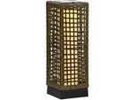 Outsunny Solarleuchte, Rattan, Stahl, Sand , Schwarz , Metall , LED integrated , 15.5x46x15.5 cm , Lampen & Leuchten, Außenbeleuchtung, Außenleuchten