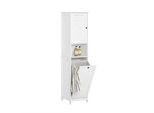 SoBuy Hochschrank mit Wäschesack , Weiß , Holzwerkstoff, Holz , 40x170x38 cm , Badezimmer, Badezimmerschränke, Hochschränke