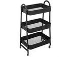 Svita Servierwagen mit 3 Etagen Schwarz , Metall , 42x80x31.5 cm , Esszimmer, Servierwagen