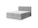 Masseno Boxbett Meril 160x200 cm mit Matratze und Topper - Hellgrau , Holz , 160x200 cm , Schlafzimmer, Betten, Boxspringbetten