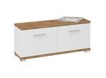 CARO-Möbel Sitzbank Bilbao , Eiche Wotan, Weiß , Holzwerkstoff , Mode , 90x40x34 cm , Garderobe, Garderobenbänke, Schuhbänke