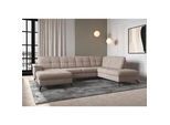 Sit & More Wohnlandschaft , Greige , Textil , Ottomane rechts, U-Form , 319x212 cm , Goldenes M, Oeko-Tex® Standard 100, Made in Europe, DGM-Klimapakt , Rücken echt, Armteil links , Wohnzimmer, Sofas & Couches, Wohnlandschaften, Wohnlandschaften in U-Form