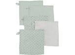 Roba Waschlappen 5er-Set grün , Grün , Textil , Rechteckig , 25x25 cm , Gots , Badtextilien, Waschlappen