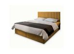 Masseno Boxbett Bresel 180x200 cm mit Matratze und Topper - Gelb , Holz , H2 + H3 , 180x200 cm , Schlafzimmer, Betten, Boxspringbetten
