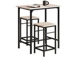 SoBuy Bartisch + 2 x Barhocker , Naturfarben , Holzwerkstoff , 80x88x50 cm , Esszimmer, Barmöbel, Barschränke & Theken