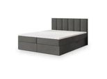 Masseno Boxbett Meril 180x200 cm mit Matratze und Topper - Grau , Holz , 180x200 cm , Schlafzimmer, Betten, Boxspringbetten