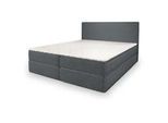 Masseno Boxbett Pellio 160x200 cm mit Matratze und Topper - Grau , Holz , 160x200 cm , Schlafzimmer, Betten, Boxspringbetten