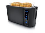 Arendo Toaster für 4 Scheiben Langschlitz 1500 W, Brötchenaufsatz, Wärmeisoliert, Display, Touch, Schwarz