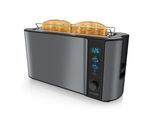 Arendo Toaster Langschlitz für 2 Scheiben, 1000 W, Brötchenaufsatz, Wärmeisoliert, Display, grau