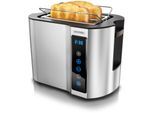 Arendo - Toaster 2 Scheiben Edelstahl Touchpanel - 800 W - Doppelwandgehäuse - Integrierter Brötchenaufsatz - 7 Bräunungsgrade